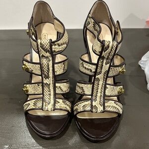 Coach Snake Print Strappy Sandals